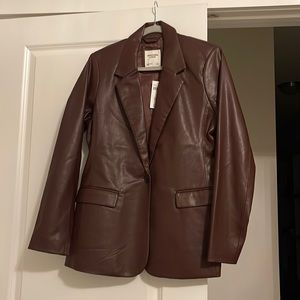 Abercrombie and Fitch brown leather jacket